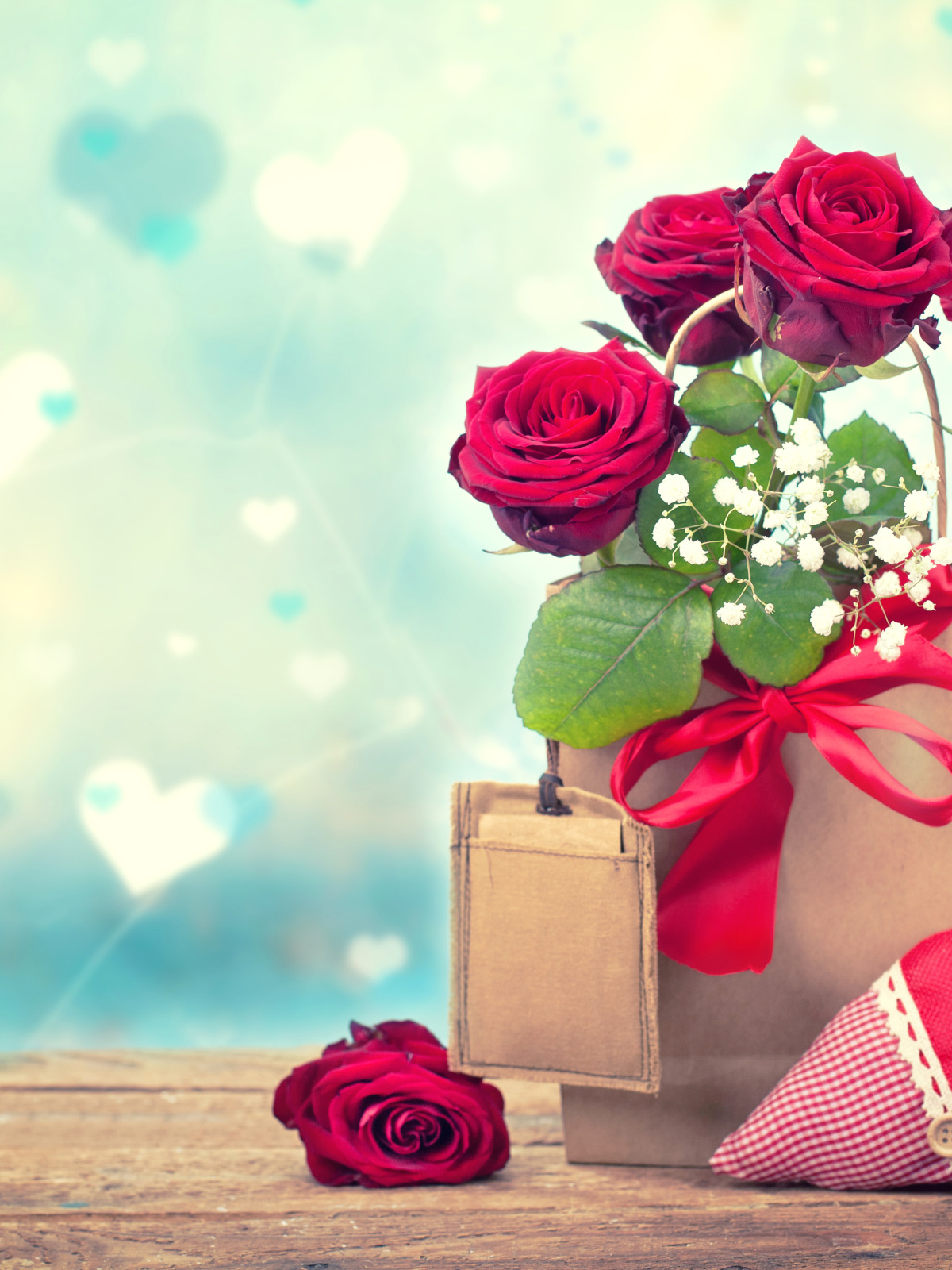 Картинки с днем рождения женщине сестре Download wallpaper heart, roses, package, Valentine's Day, gypsophila, section h