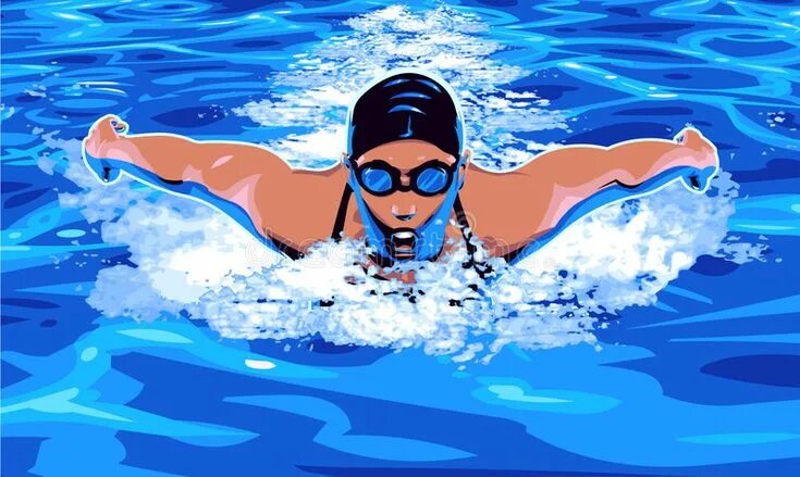 Картинки с днем учителя спорта плавание Swimming. Vector clip art illustration of woman swimmer in competitive swimming 