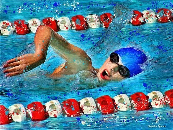 Картинки с днем учителя спорта плавание Freestyle by Stephen Younts Water art, Sports painting, Sports art