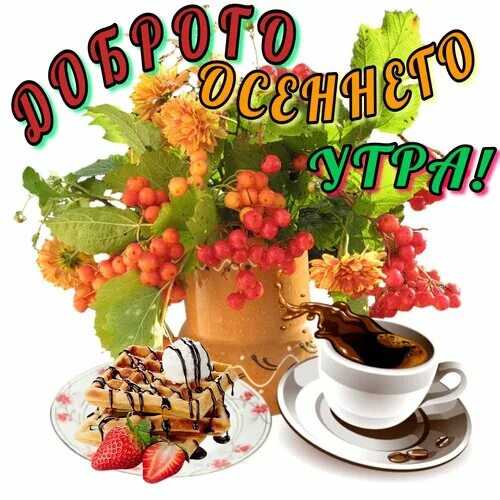 Картинки с добрым осенним утром для ватсап Открытка Доброго осеннего утра!