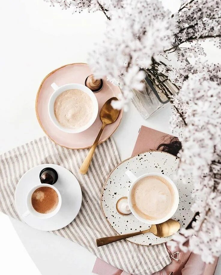 Картинки с добрым утром позитивные новинки стильные morning coffee flowers and coffee dusty pink palette photo styling inspiration c