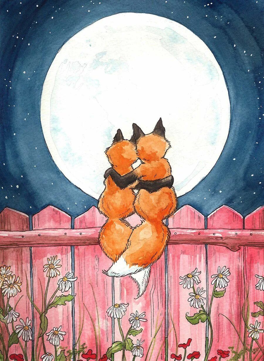 Картинки с лисой доброй ночи пожелания Fox Sweethearts by Pseudooctopus on DeviantArt Fox artwork, Fox art, Fox illustr