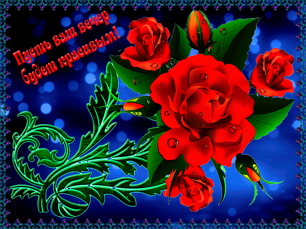Картинки с пожеланиями красивые движущиеся бесплатно vecher Flowers, Rose, Plants