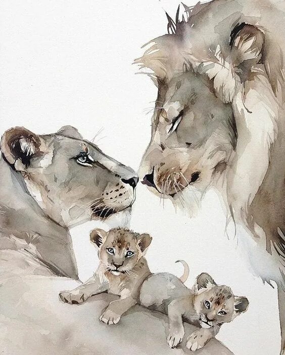 Картинки семьи животных Pin by Rochelle Harris on All Things Magical Part IV Lion painting, Lion art, An