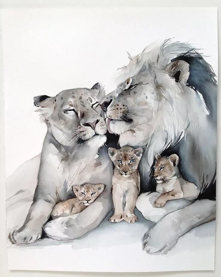 Картинки семьи животных Pin by Rocio Reyes on casita Lion family, Lion painting, Lion art