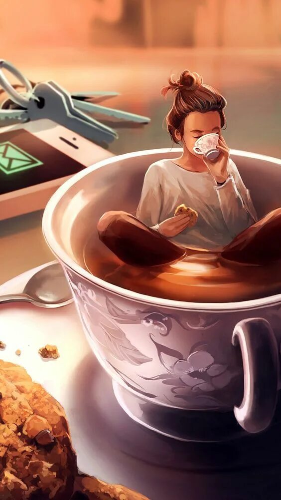 Картинки утро красивые необычные прикольные تويتر \ Jihan Alkhwaja (@jihanalkhwaja) Coffee designs art, Illustration art gir