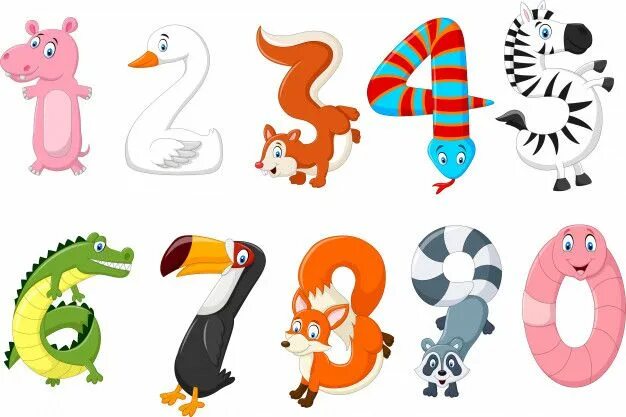 Картинки в виде животных Ilustração, de, número, com, um, conceito, áfrica, animais Vetor Premium Vector 