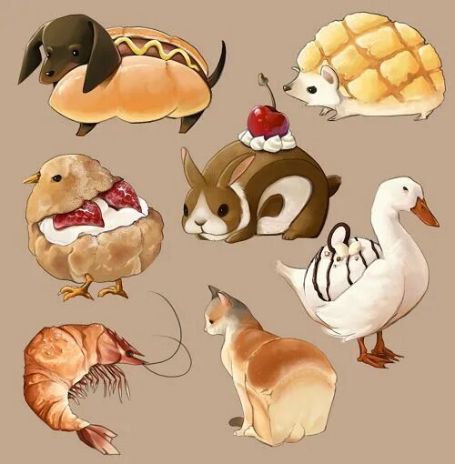 Картинки в виде животных Tired as Hell and Full of Sass Cute food drawings, Animal art, Cute art