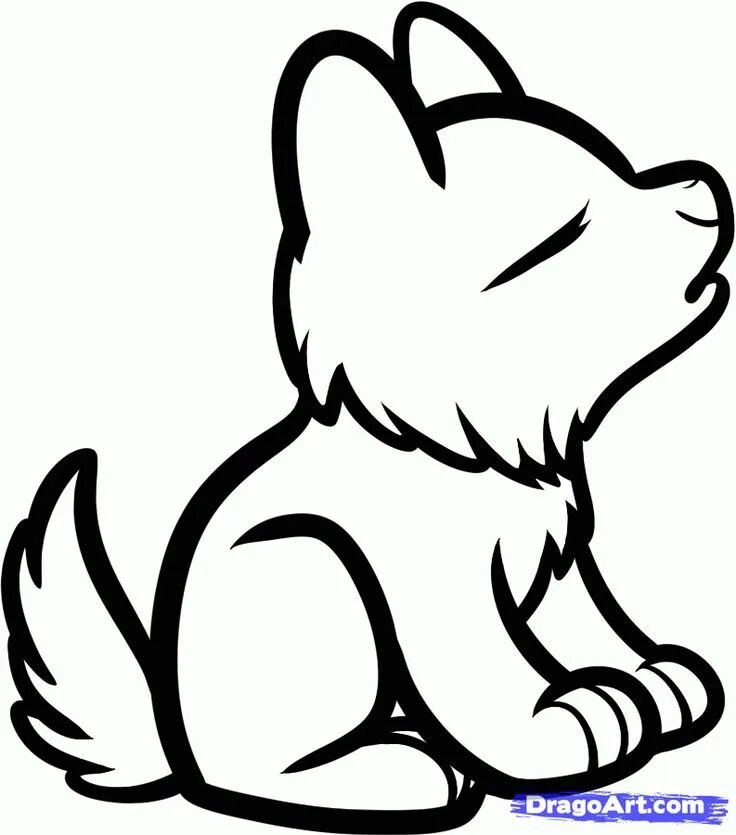 Картинки животные для детей срисовка wolf drawings for kids how-to-draw-a-howling-wolf-for-kids-step-6.gif Cute wolf 