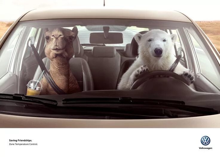 Картинки животные и машины Volkswagen: Meerkat & Penguin, Bear & Camel, Giraffe & Seal * Ads of the World ™