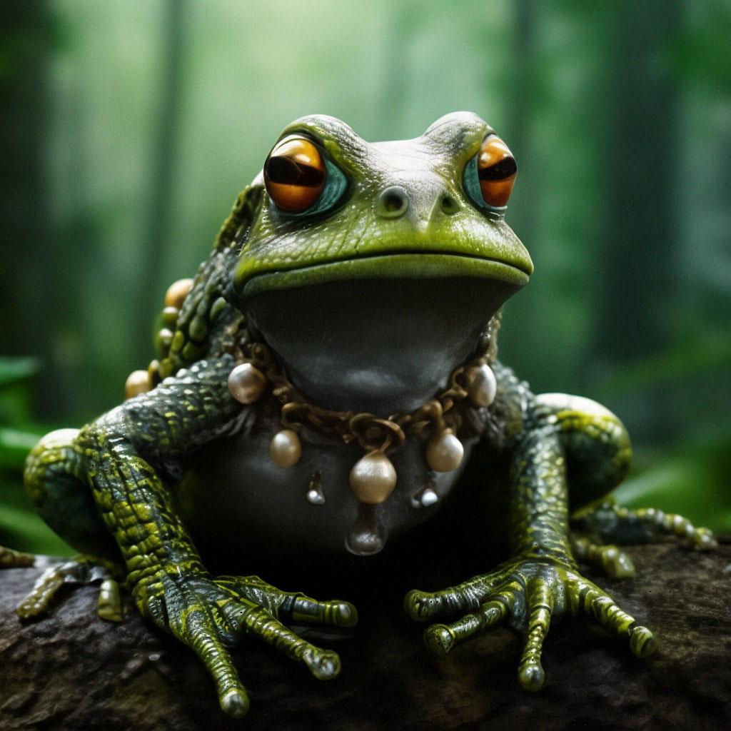 Картинки животные лягушка "In the animal world... A green toad ." - image created in Shedevrum