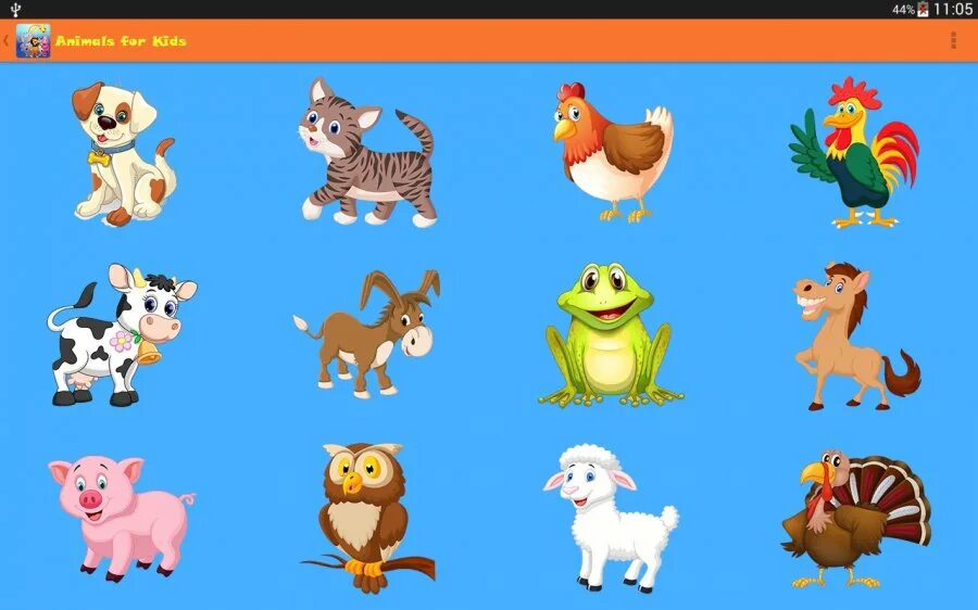 Картинки животных играть Hewan untuk Anak-anak Android Apl APK (gr.blogspot.feasyapps.animalsforkids) ole