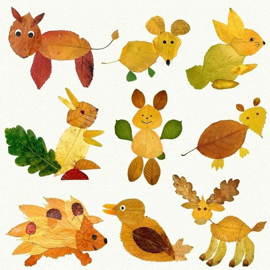 Картинки животных из листьев Pin on 자연놀이 in 2024 Fall arts and crafts, Preschool crafts, Nature crafts