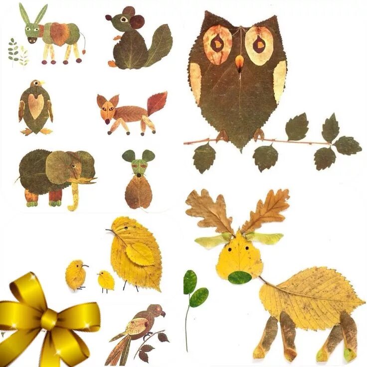 Картинки животных из листьев Leaf art Activite enfant, Art, Feuille