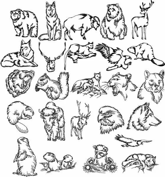 Картинки животных на одном листе embroidery patterns free baby animals - Google Search Animal embroidery patterns