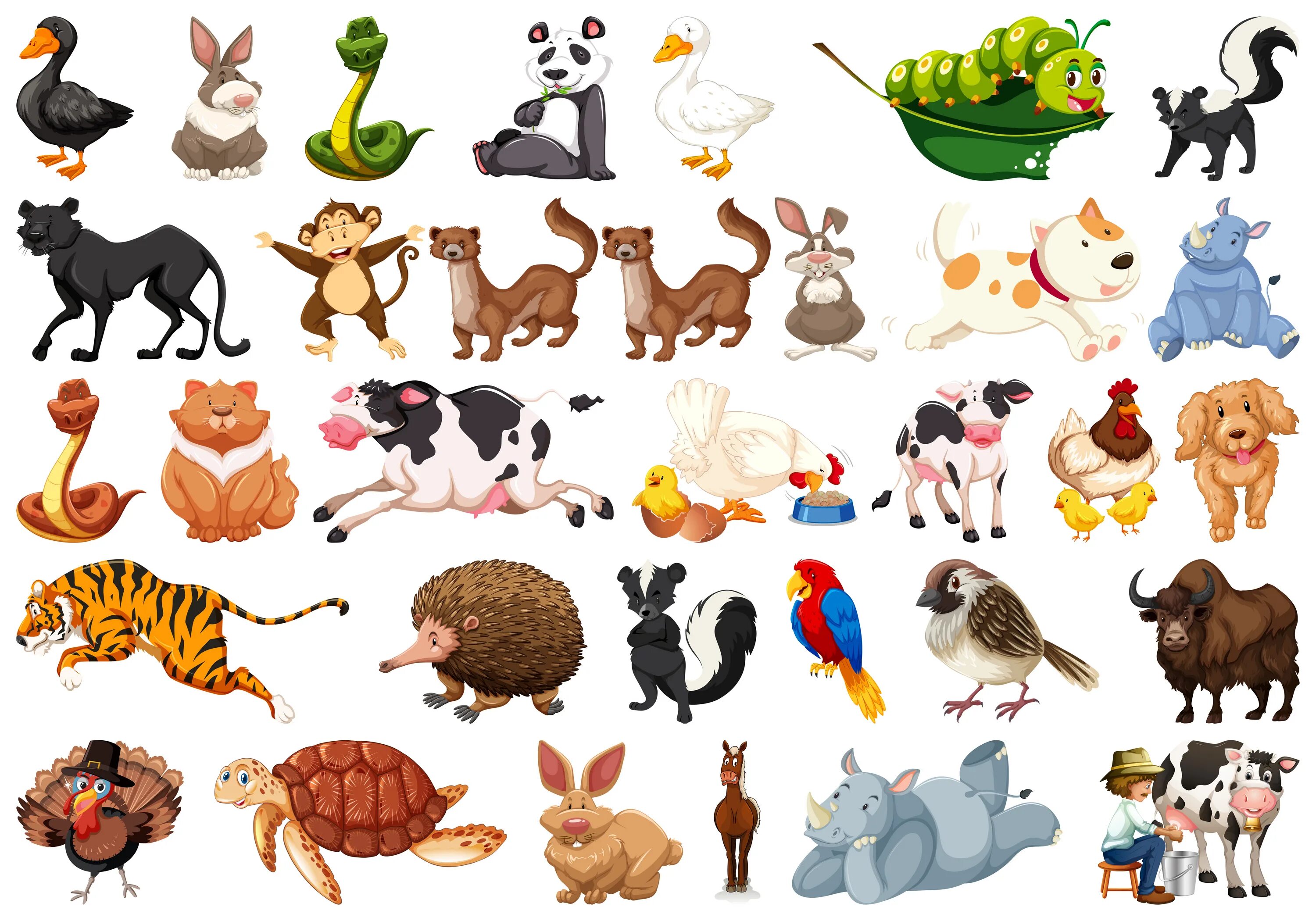 Картинки животных предметов Large set of animals 693482 Vector Art at Vecteezy