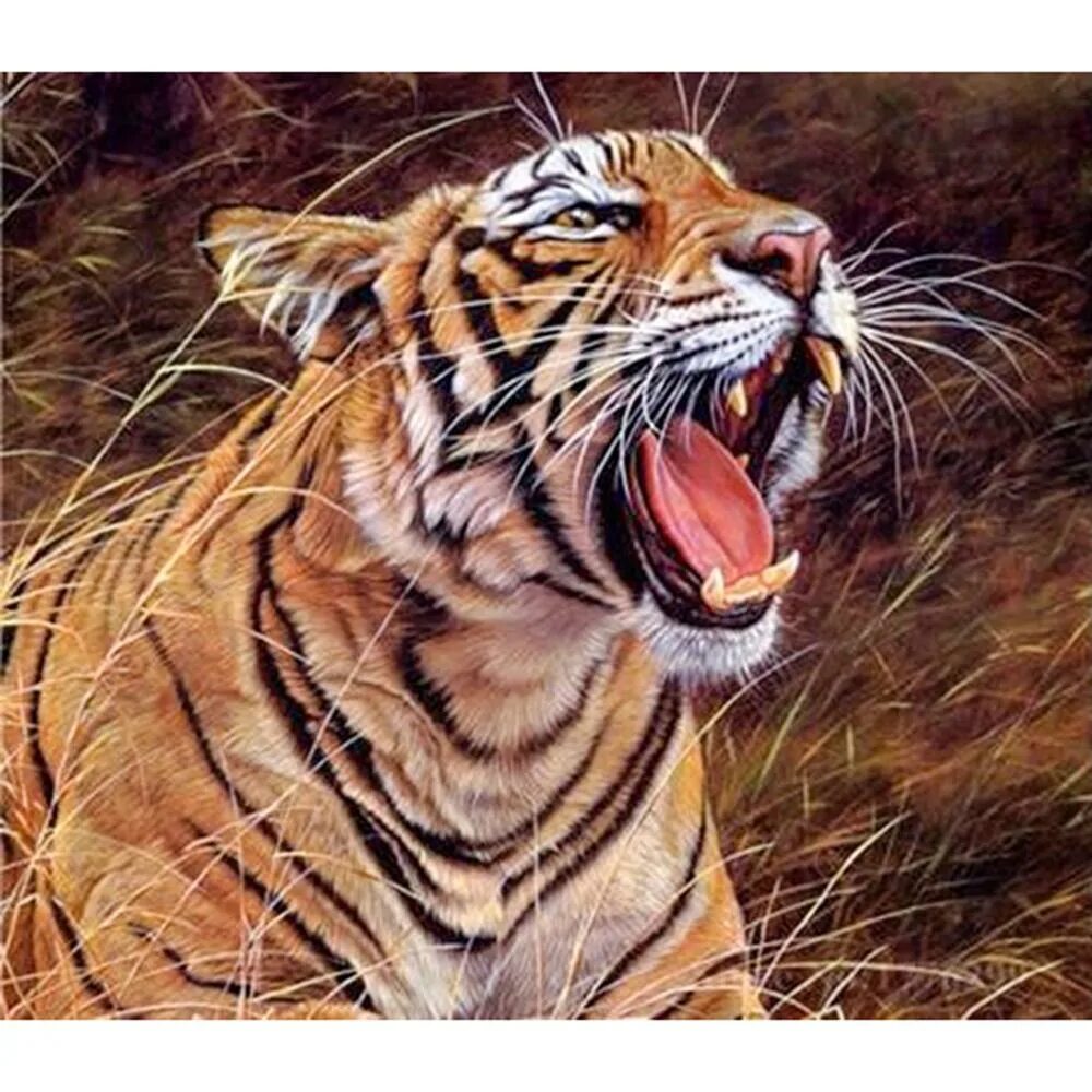 Картинки животных вертикально 5D DIY Full round Diamond Painting Ferocious tiger Embroidery Cross Stitch - куп