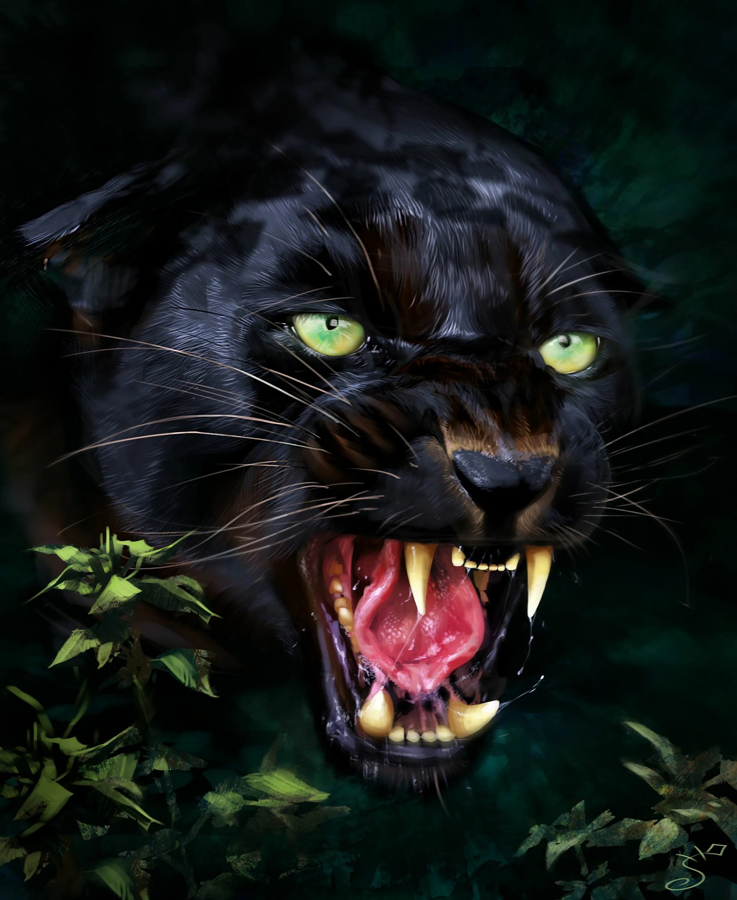 Картинки злых животных HD desktop wallpaper: Grin, Fangs, Jaguar, Predator, Art download free picture #