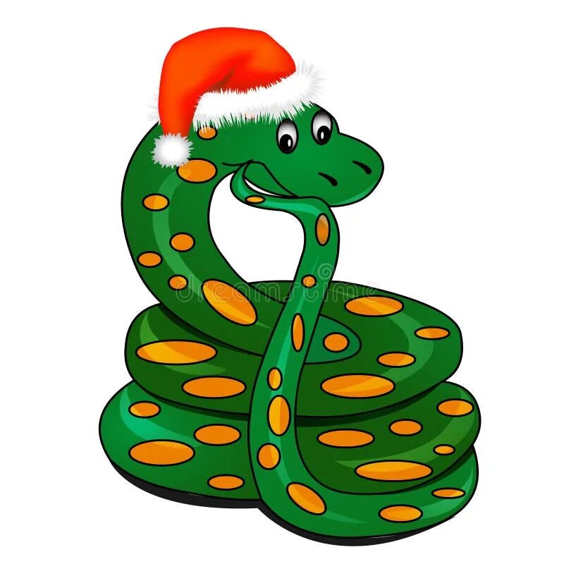 Картинки змеи для детей на новый год Snake in Holiday New Year S Hat Stock Illustration - Illustration of cartoon, ye