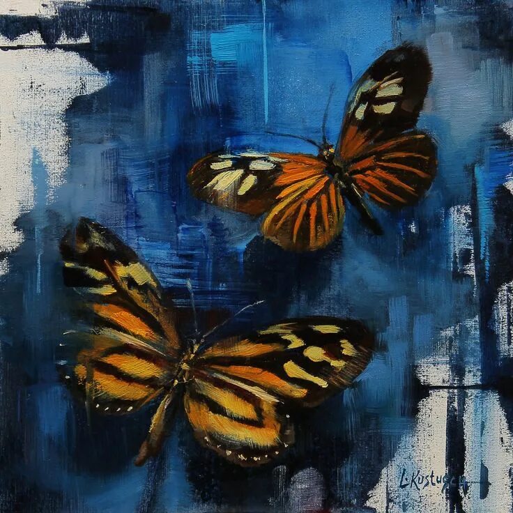 Картины бабочек фото Xanthocles Longwing & The Tiger Butterfly Butterfly art painting, Oil painting i