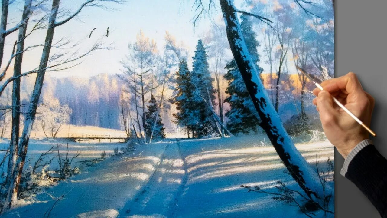 Картины фото марии юшкевич зима мастер класс Acrylic Landscape Painting - Winter / Easy Art / Зимний пейзаж акрилом. Уроки ри