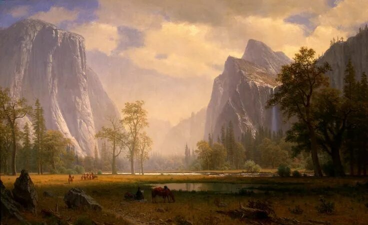 Картины фото высокого разрешения #picture #painting #painting Albert Bierstadt Looking Up the Yosemite Valley #2K