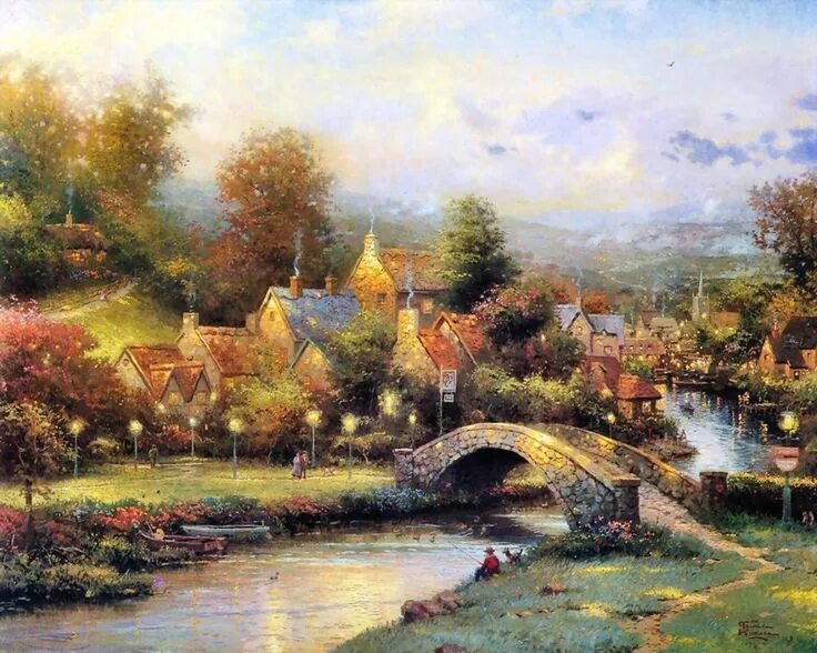 Картины фото высокого разрешения Thomas Kinkade Thomas kinkade paintings, Kinkade paintings, Thomas kinkade art