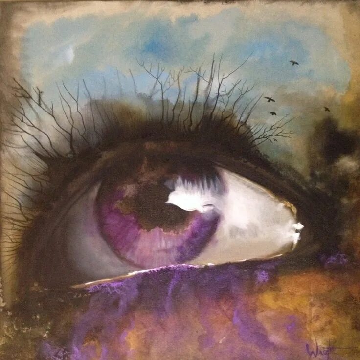 Картины глаз фото Watercolor Purple Eye Painting by Joel Wright Painting, Saatchi art, Eye paintin