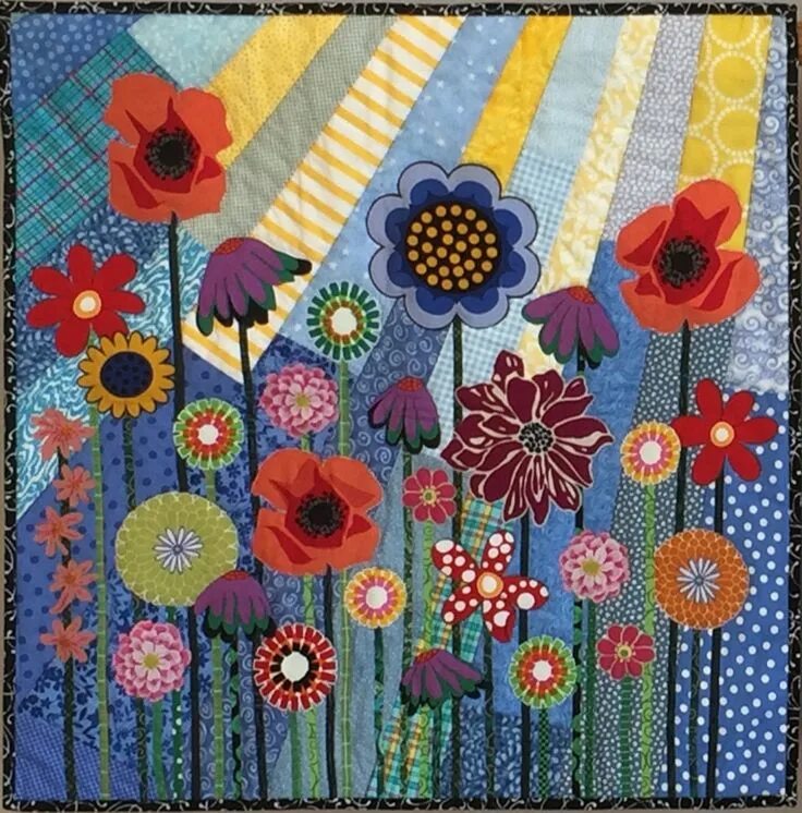 Картины из лоскутков ткани своими руками схемы Whimsical Garden 6 Wall Quilt Etsy Garden quilt, Flower quilts, Wall quilts
