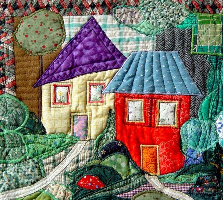 Картины из лоскутков ткани своими руками схемы The Textile Cuisine Fiber art quilts, House quilt patterns, Quilts