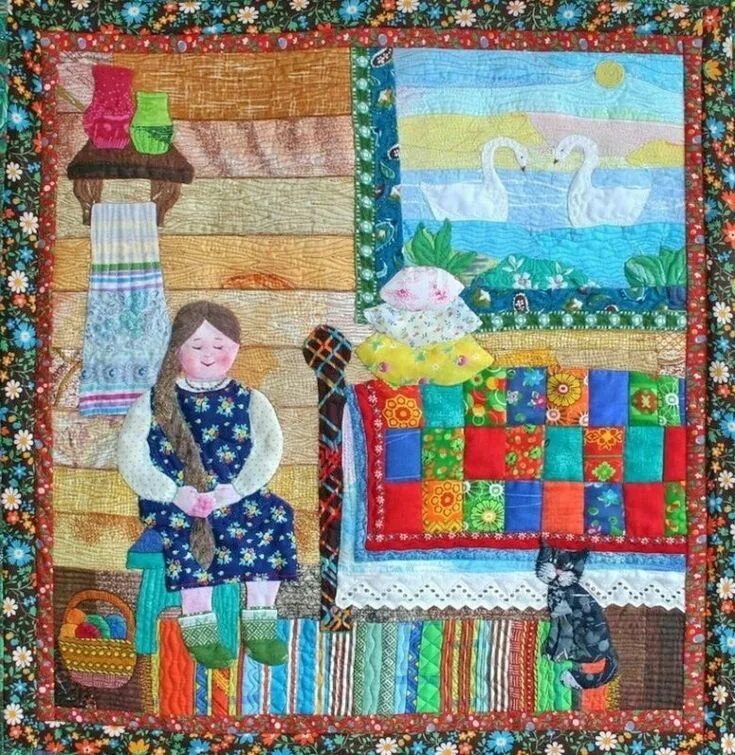 Картины из лоскутков ткани своими руками схемы Картины из лоскутков Picture quilts, Art quilts, Animal quilts