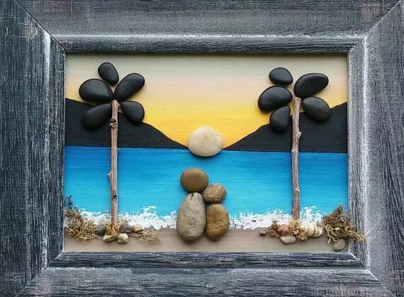 Картины из морских камушков своими руками фото Guijarro arte arte rupestre guijarro arte par par por CrawfordBunch Arte de guij