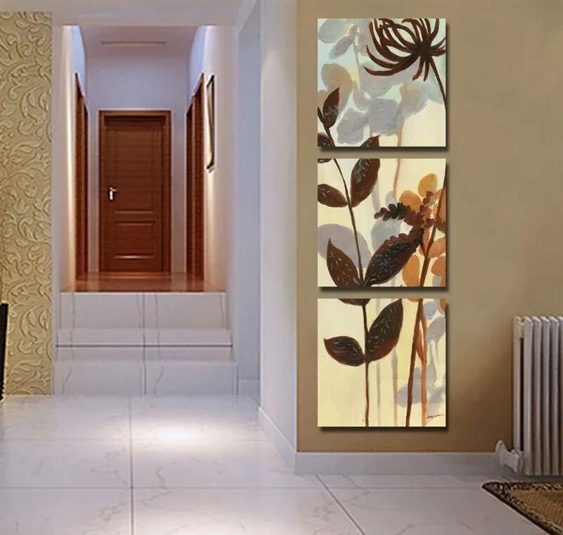 Картины на стене в прихожей фото 4 Piece Color painting Leaf Trees Canvas Painting Wall Art Spray Wall Painting H