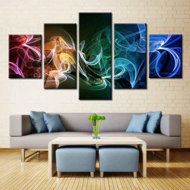 Картины на стену для интерьера большие 5 Panel Abstract Canvas Painting For Modern Living Room Decor No Frame Art Wall 