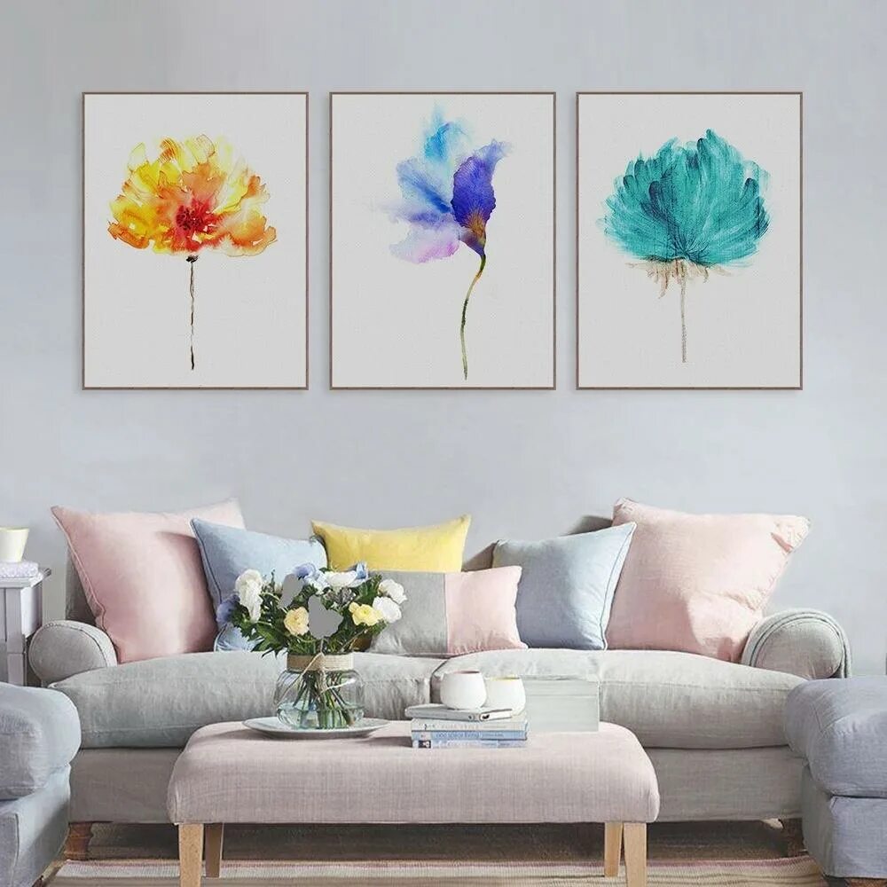 Картины на стену для интерьера цветы Modern 6 color Beautiful Plant Floral Flower Rose Canvas Art Print Nordic Poster