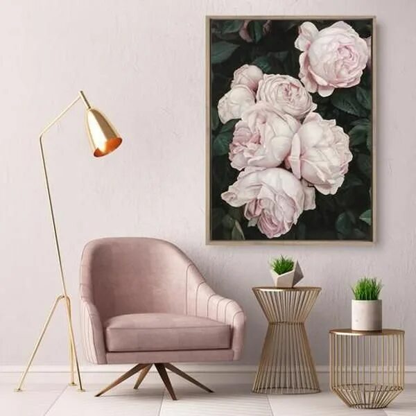 Картины на стену для интерьера цветы Pink Roses Canvas Print Wall paint designs, Wall art living room, Decor