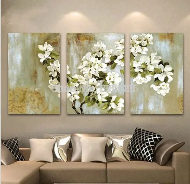 Картины на стену для интерьера цветы Интернет-магазин Hand Painted Abstract White Floral Picture Wall Flower Oil Pain