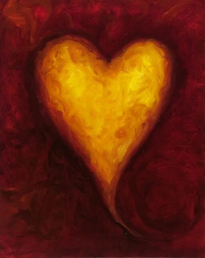 Картины сердца фото Heart Of Gold 1 Painting - Heart Of Gold 1 Fine Art Print Colors Yellow and Red 