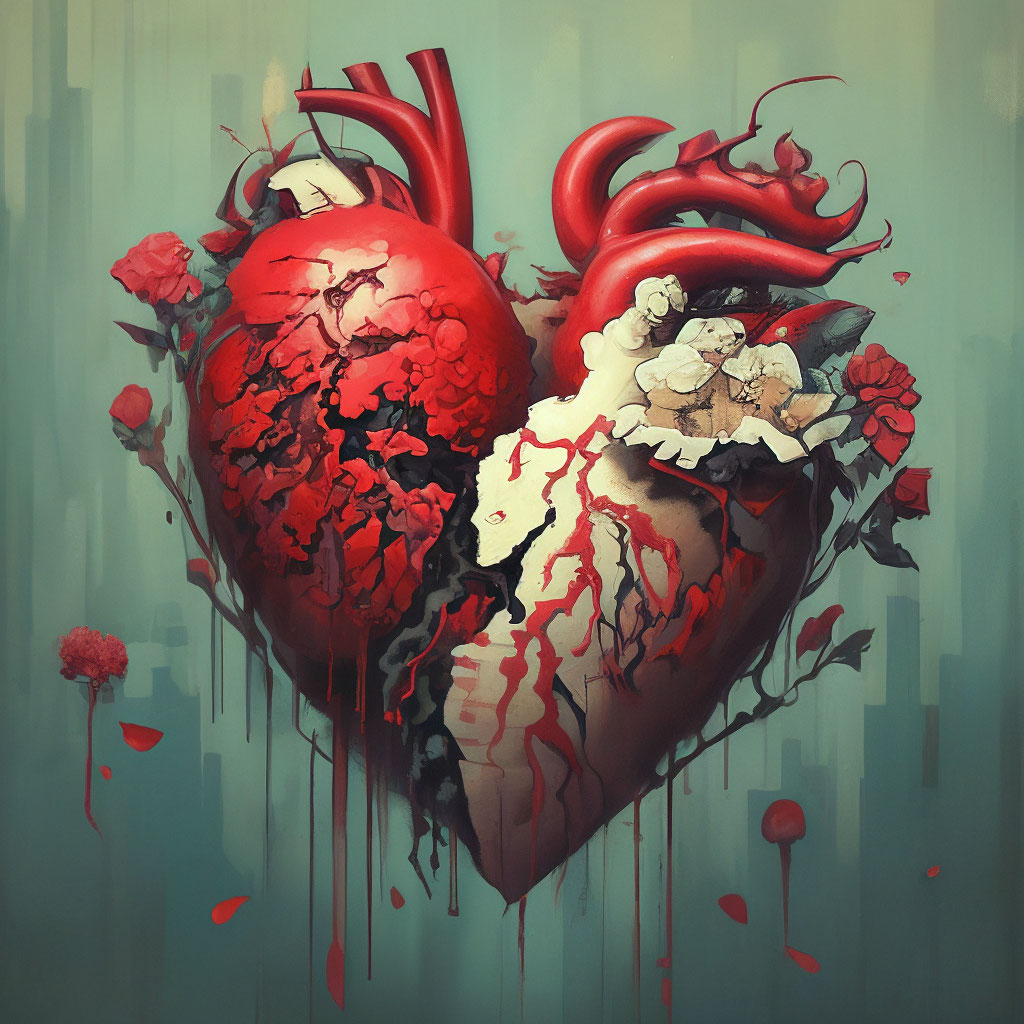 Картины сердца фото "A broken heart" - image created in Shedevrum