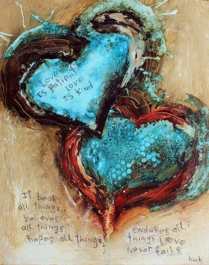 Картины сердца фото SCRIPTURE ART. Abstract Heart Art Print with 1 Corinthians 13 Verse. Love Never 