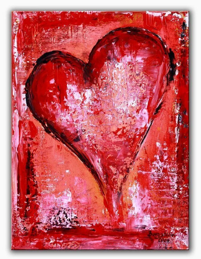 Картины сердца фото Abstract Red Heart Art Painting