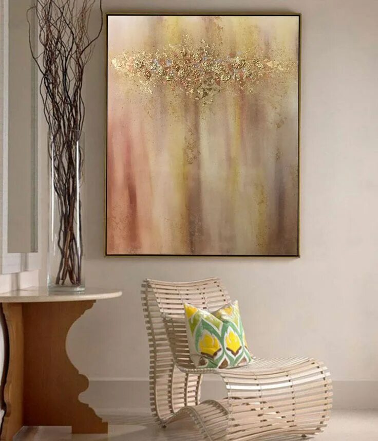 Картины в бежевых тонах для интерьера Pintura abstracta oro pintura óleo hoja de oro Original Abstract painting, Abstr