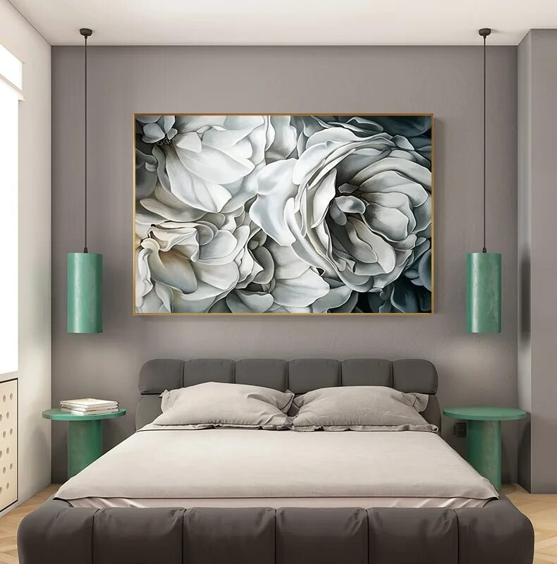 Картины в интерьере современной спальни In Bloom Canvas Art HomeAdore Shop