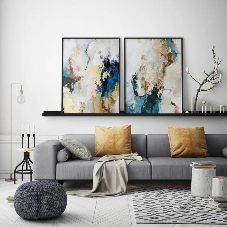 Картины в интерьере визуализация бесплатно Original Modern Huge Acrylic Abstract Blue Navy Teal Gold - Etsy Ballerina paint