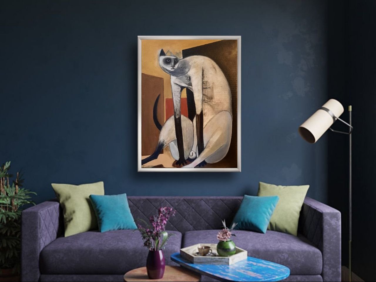 Картины в интерьере визуализация бесплатно Cat oil painting Cats Art Painting with Cat Inspire Uplift