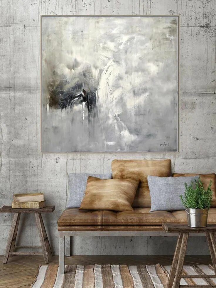 Картины в стиле лофт купить "Light and Shade" Abstract Painting Square Gray Design Sky Whitman Modern art pa