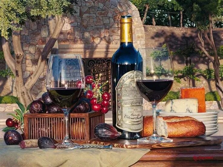 Картины вином фото Artist Eric Christensen called "the wine artist." He hyperrealist and paints sti