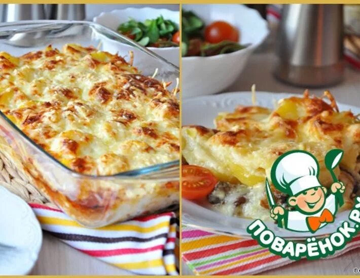 Картофельная запеканка с грибами фото Сливочно-сырная запеканка с грибами и картофелем - кулинарный рецепт