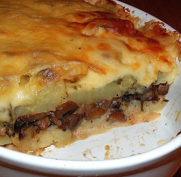 Картофельная запеканка с грибами фото Запеканка картофельная с опятами - пошаговый рецепт с фото (13659 просмотров)