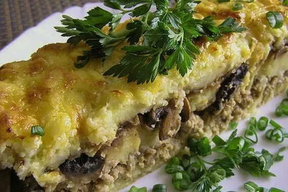 Картофельная запеканка с грибами фото Запеканка из картофельного пюре с фаршем в духовке - 10 рецептов с фото пошагово